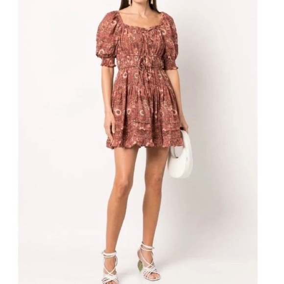 Ulla Johnson Dresses & Skirts - Ulla Johnson Juniper ruched floral 2022 mini dress in orange brown. Size 4